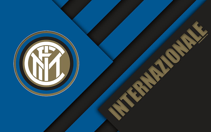 Internazionale FC Milan, Italy, abstraction, material design, geometric background, A series, emblem, logo, Inter Milan, HD wallpaper