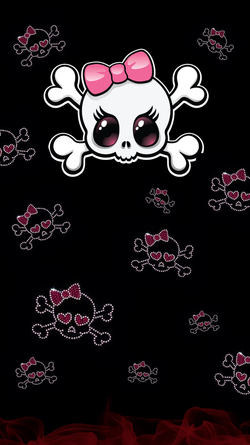 Girly Skulls, black, pink, HD phone wallpaper
