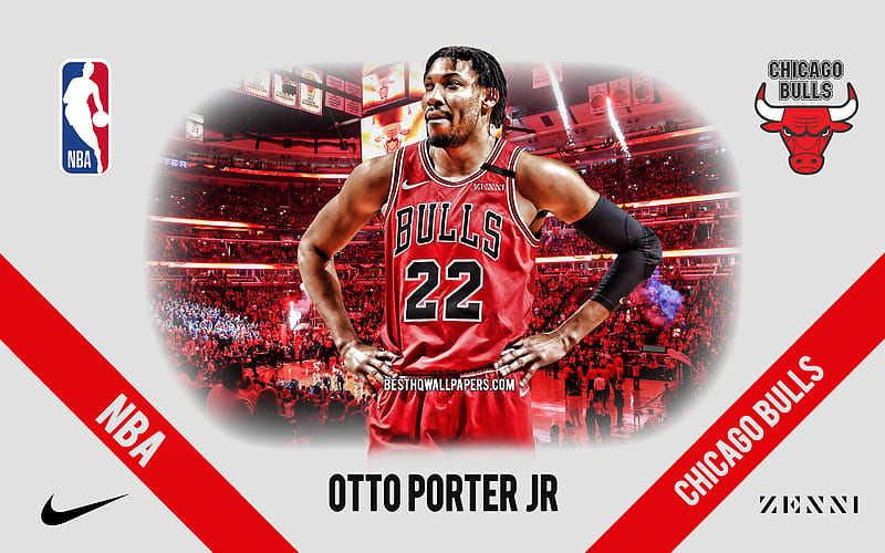 Otto Porter, Chicago Bulls, American Basketball Player, NBA, portrait, USA, basketball, United Center, Chicago Bulls logo, HD wallpaper