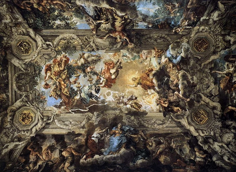 Allegory of Divine Providence and Barberini Power, triumph, art, divine, berberini, fresco, rome, HD wallpaper