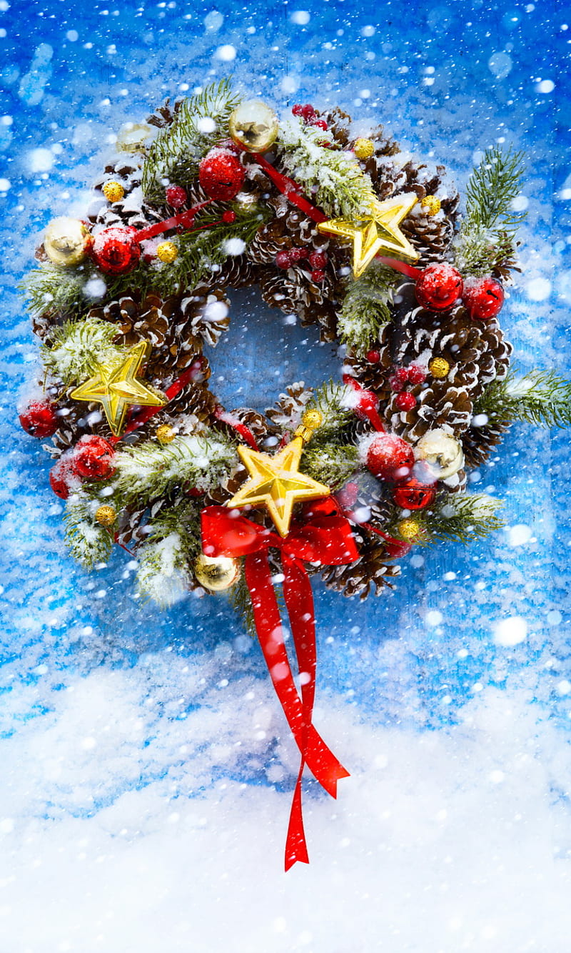 Christmas Wreath, christmas, wreath, HD phone wallpaper