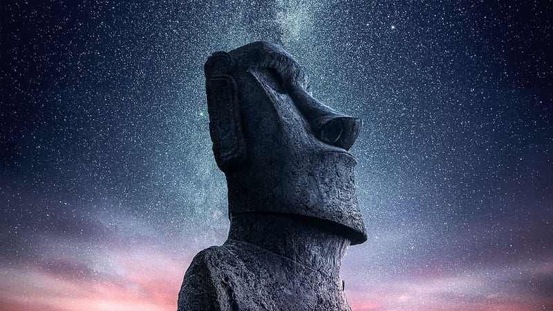 Man Made, Moai, Moai Statues, Easter Island, Stars, HD wallpaper