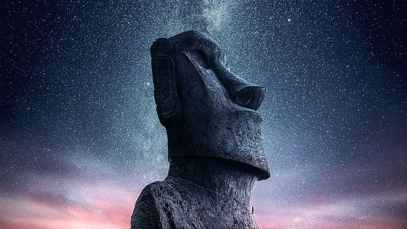 Stars, Moai, Easter Island, , Moai Statues, HD wallpaper