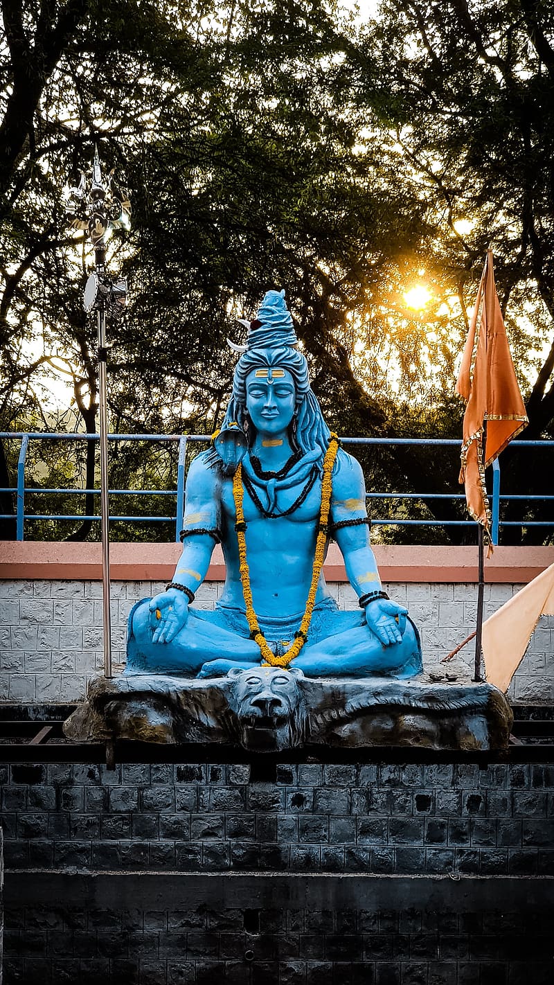 New Bholenath, Lord Shiva Blue Statue, hindu god, bhakti, devotional, HD phone wallpaper
