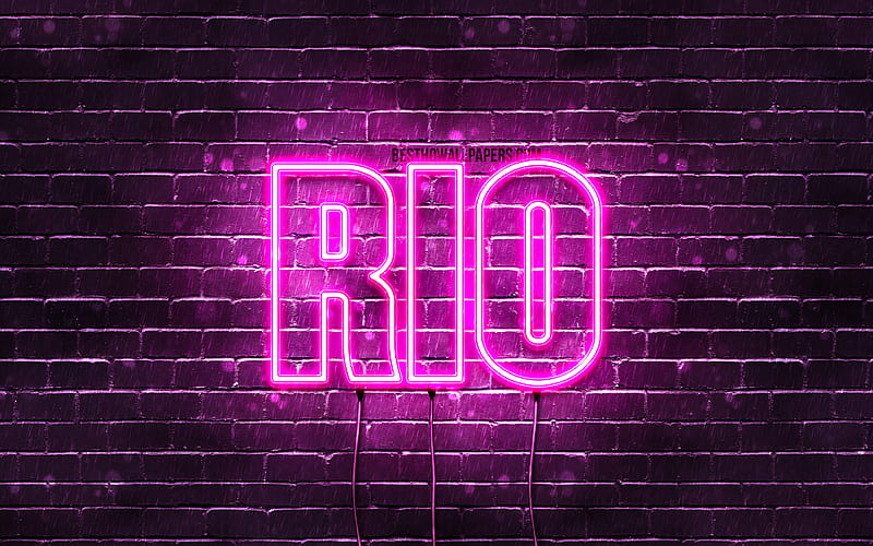 Rio with names, female names, Rio name, purple neon lights, Happy Birtay Rio, popular japanese female names, with Rio name, HD wallpaper