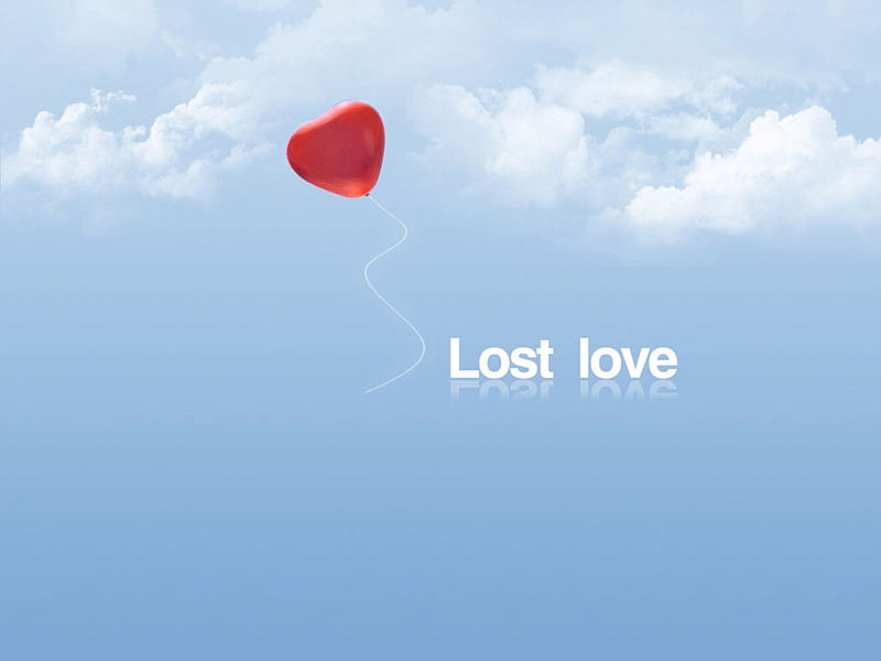 Lost Love, emotions, sadness, sky, clouds, pain, balloon, love, heart, lost, sorrow, HD wallpaper