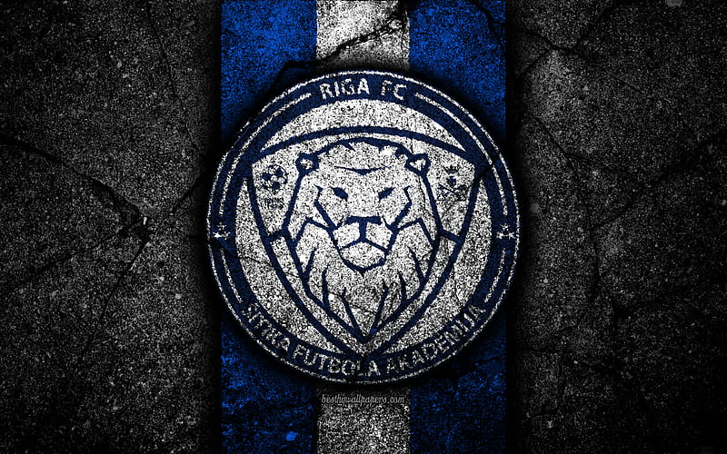 FC Riga, football, logo, SynotTip Virsliga, black stone, FK Riga, Latvia, soccer, asphalt texture, Riga FC, HD wallpaper