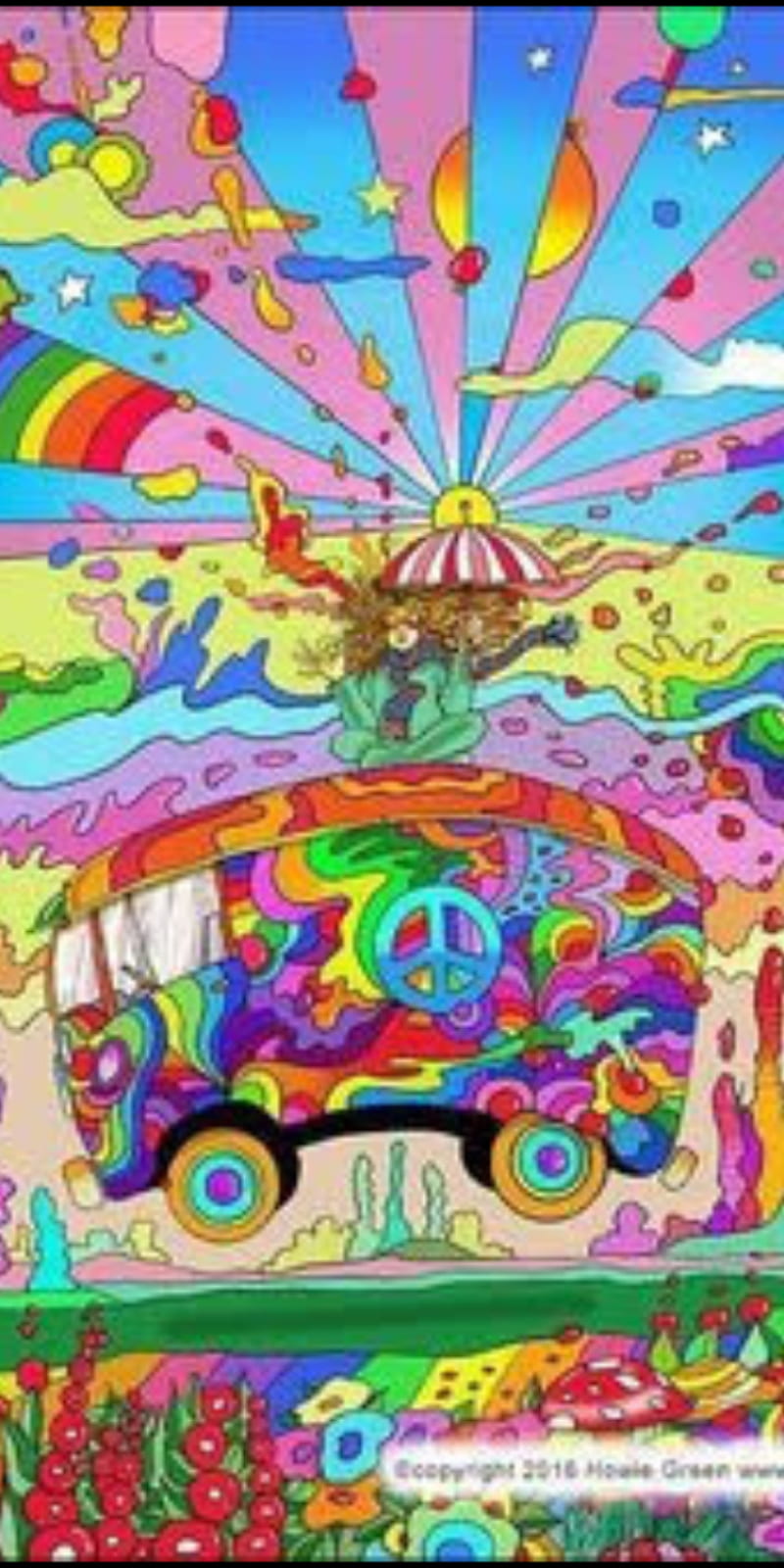 Peace bus, colorful, colors, hippie, peace sign, psicodelia, van,  volkswagon, HD phone wallpaper | Peakpx
