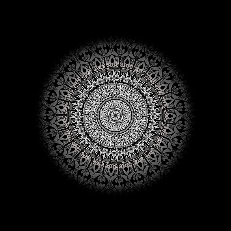 Mandala, black, blackandwhite, floral, pattern, patterns, white, HD phone wallpaper