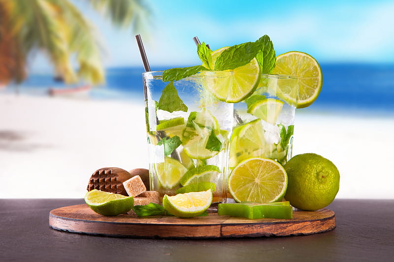Mojito, beach, cocktail, fresh, drink, tropical, lime, HD wallpaper