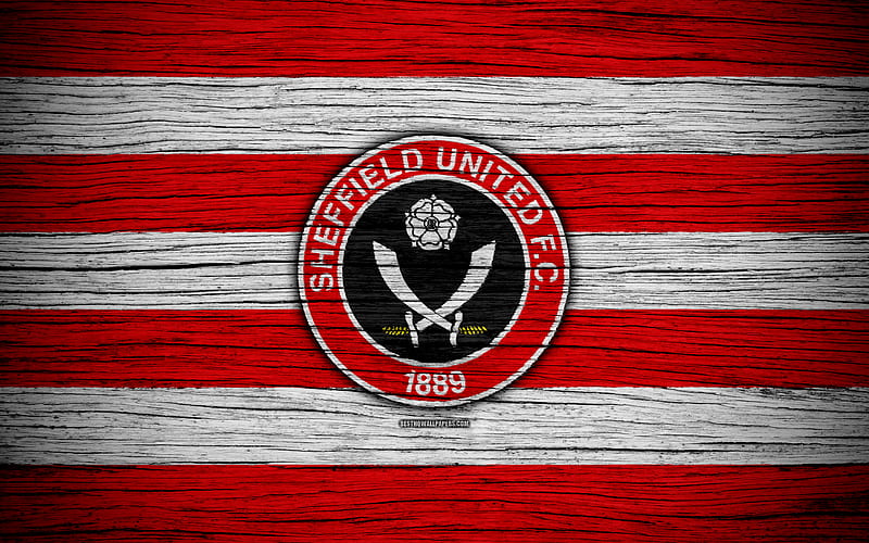 Sheffield United FC EFL Championship, soccer, football club, England, Sheffield United, logo, wooden texture, FC Sheffield United, HD wallpaper