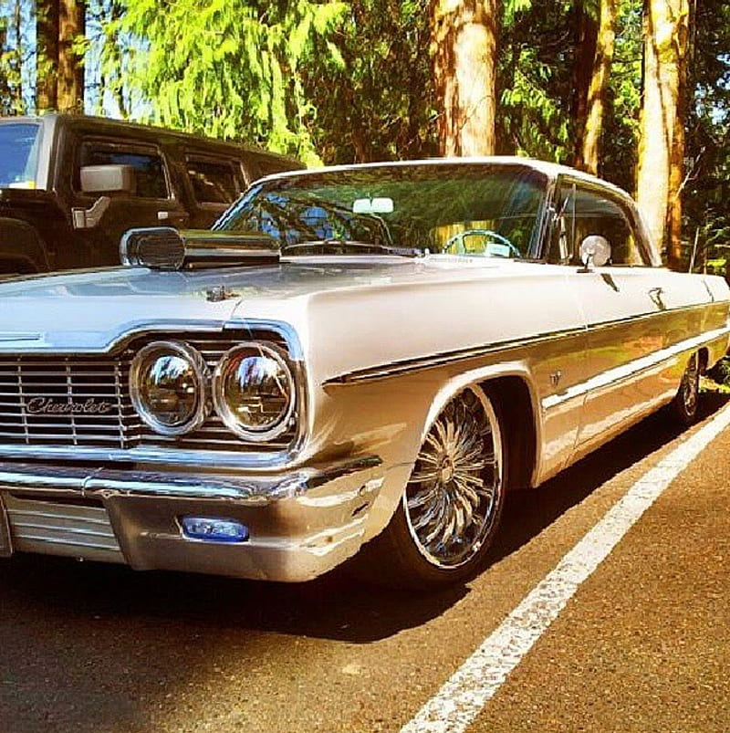 64 Impala, 64 chevy, chevy, lowrider, HD phone wallpaper