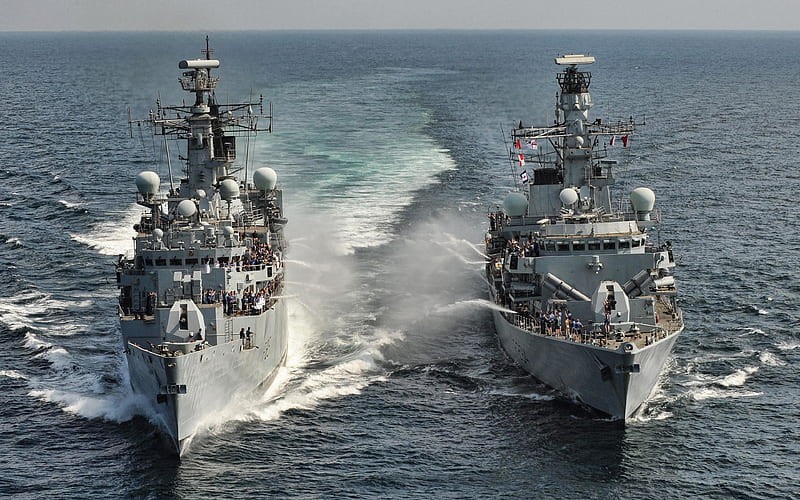 HMS Cumberland, F85, British Royal Navy, HMS Iron Duke, F234, British warships, UK, HD wallpaper