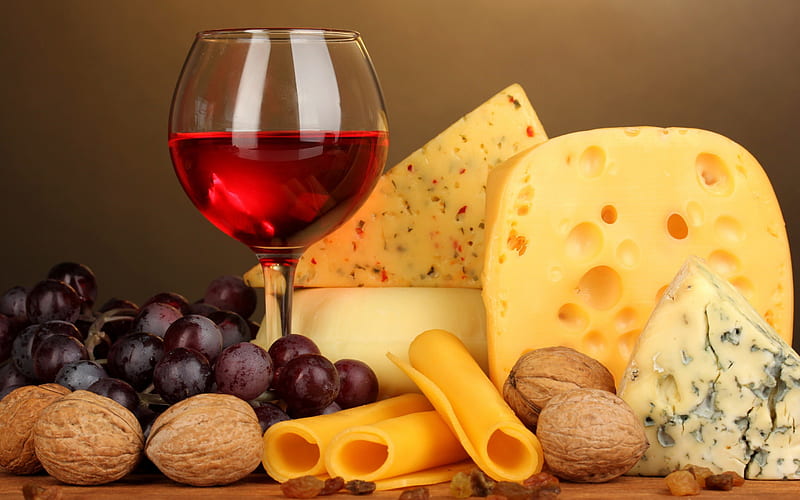 Still Life, nuts, grape, grapes, food, wine, cheese, fruits, drink, HD wallpaper