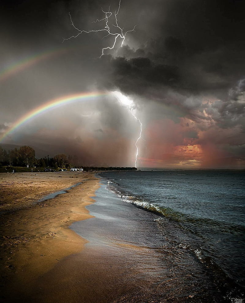 Beautiful Storm, rainbow, stormy, weather, HD phone wallpaper