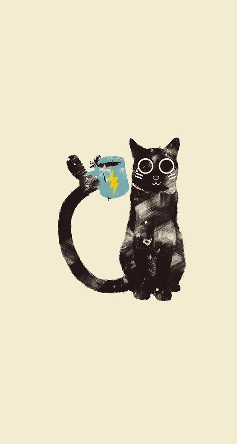 Ƒ↑TAP AND GET THE APP! Animals Fun Cat Cup Funny Cute Cool Art Drawing  Beige iPhone 6 Wallpape. Cool and funny, HD phone wallpaper | Peakpx