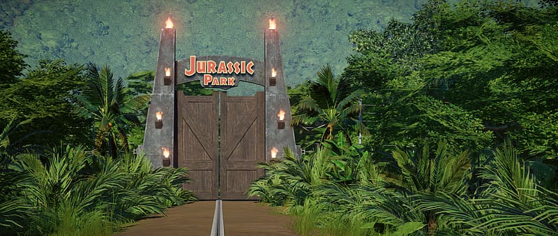 El Barto's Jurassic Park Recreation at Jurassic World Evolution Nexus - Mods and community, Jurassic Park Gate, HD wallpaper