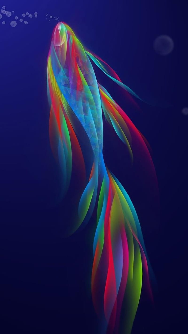 Rainbow fish, abstract, colorful fish, colors, fish, sea, water, HD phone wallpaper