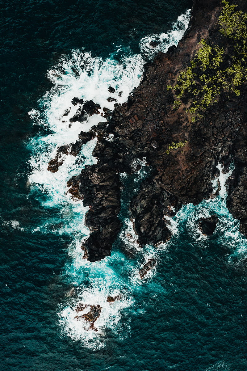 coast, surf, aerial view, sea, HD phone wallpaper