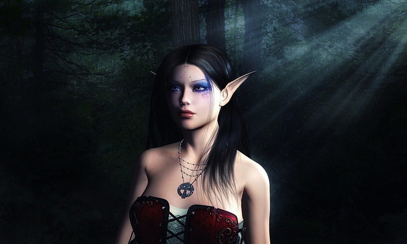 Goth Elfin, goth, elfin, elf, fairy, HD wallpaper