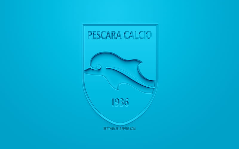 Delfino Pescara 1936, creative 3D logo, blue background, 3d emblem, Italian football club, Serie B, Pescara, Italy, 3d art, football, stylish 3d logo, HD wallpaper