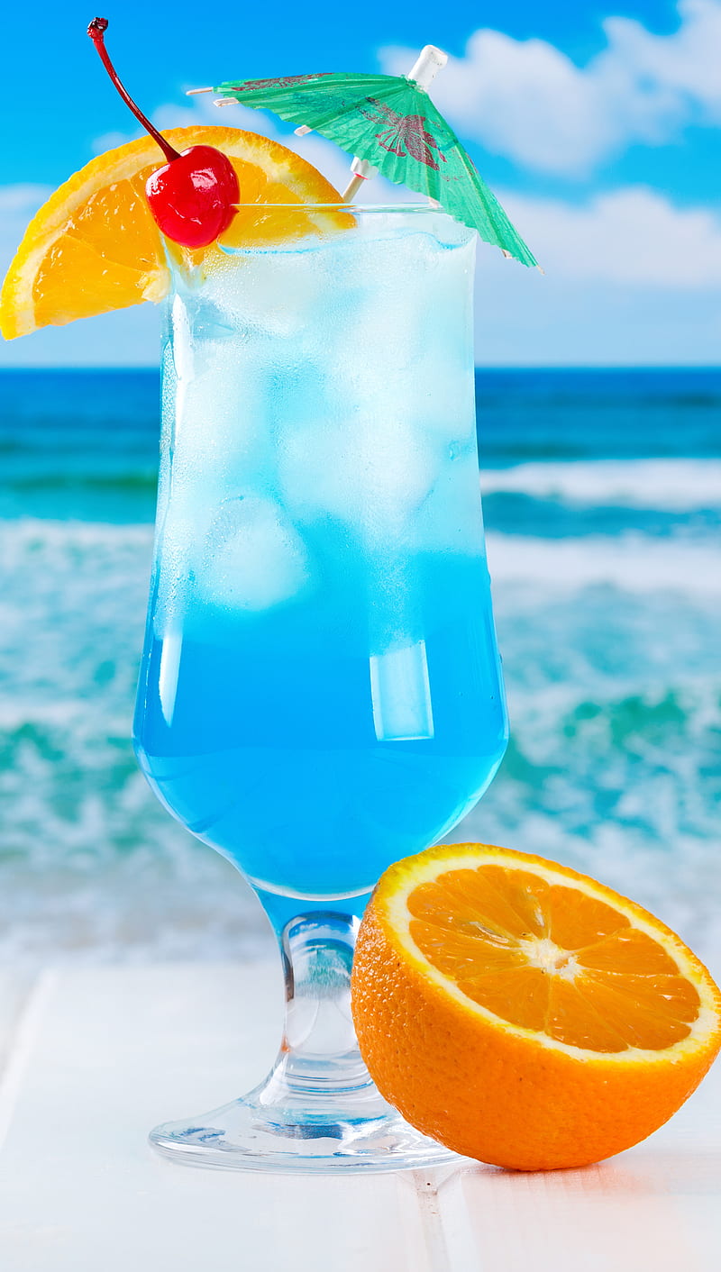 Tropical Cocktail, beach, cocktail, drink, fruit, holiday, sea, tropical, HD phone wallpaper