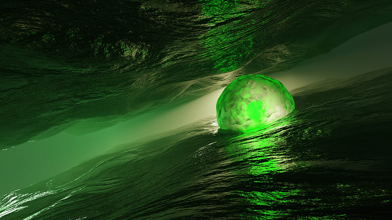 Abstract, 3D, Green, Sphere, Water, HD wallpaper