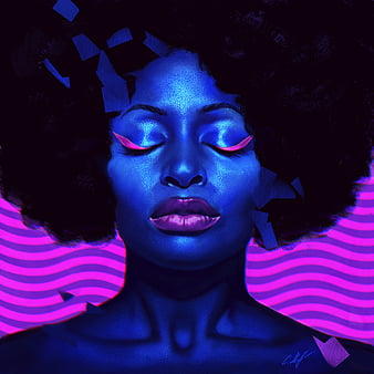 Digital Art Print - Black Girl Drawing - Illustrative Girl - Procreate -  Curly Hair Art - Butterfly Girl - Punk Girl - Minimalistic