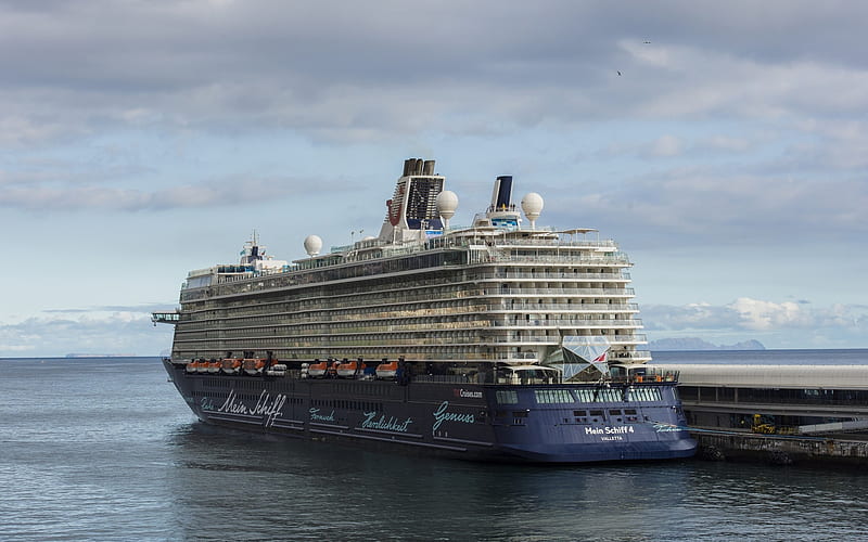 luxury cruise liner, passenger ship, Mein Schiff 4, huge ship, TUI Cruises, HD wallpaper