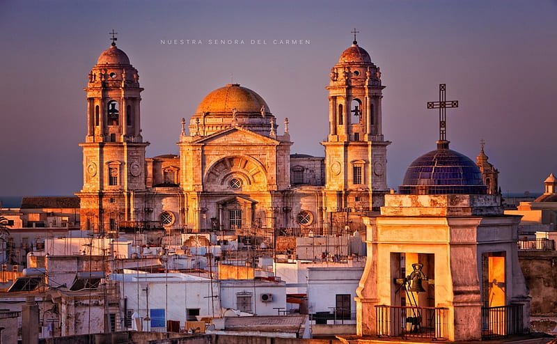 Nuestra Senora Del Carmen, architecture, gold, monuments, domes, churches, buildings, spain, HD wallpaper