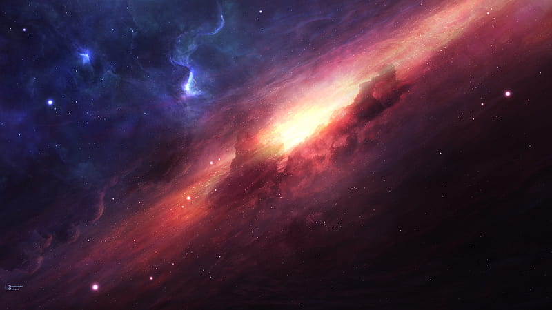 Beauty beyond our dreams!, illustration, stars, red, planets, dust clouds, formation, yellow, hot temperature, universe, dark, rendering, outer space, blue, HD wallpaper
