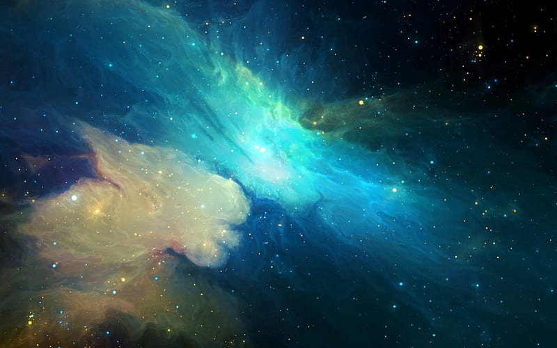 Nebula, stars, space, black, beauty, cosmos, white, pink, blue, HD wallpaper