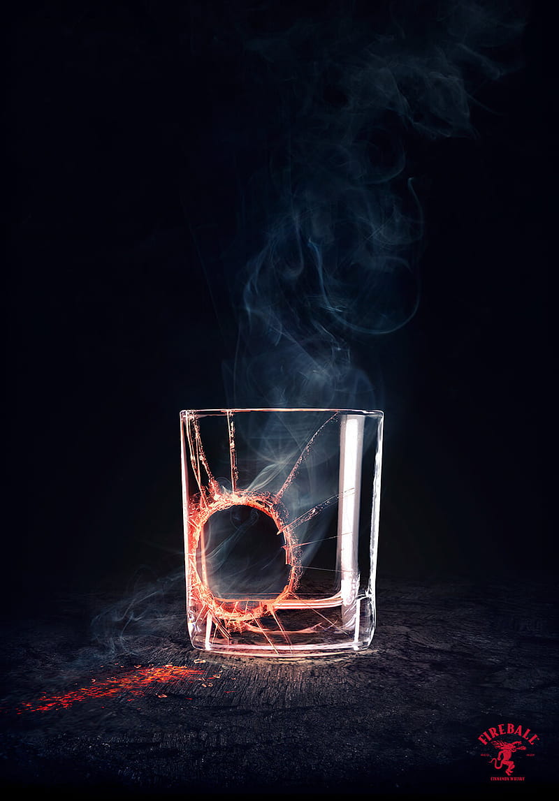 Fireball Whisky, fireball, glass liquor, whiskey, HD phone wallpaper