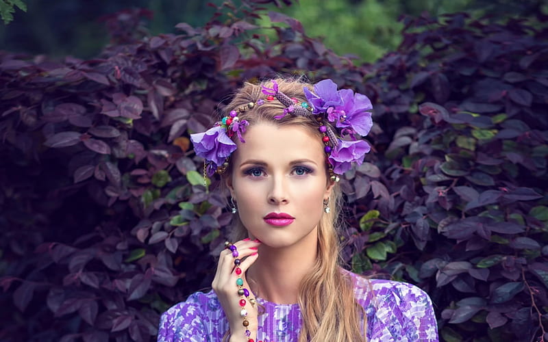 Beauty Purple Girl Model Flower Blonde Make Up Woman Pink Hd Wallpaper Peakpx 2271