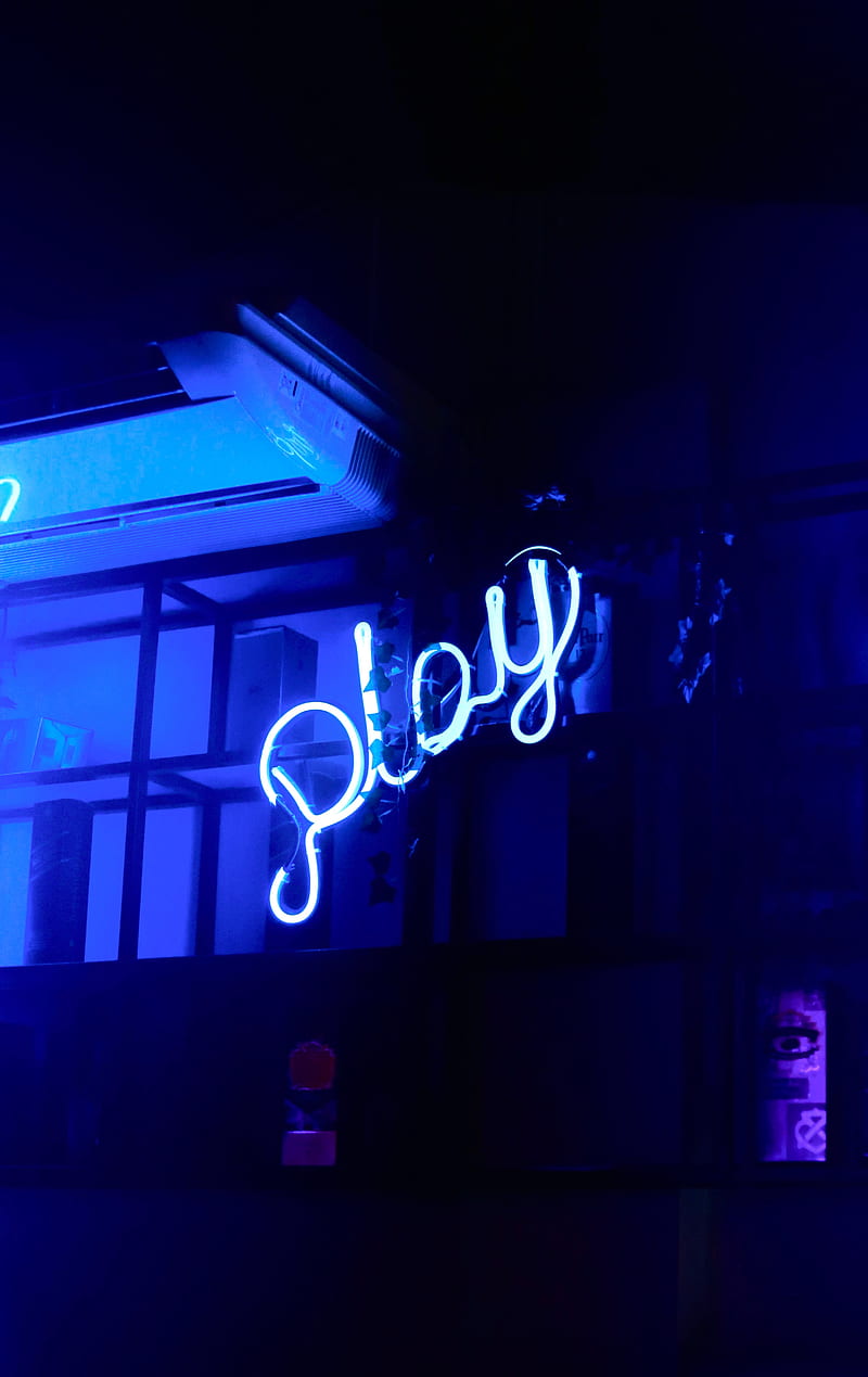 Play, word, neon, light, blue, HD phone wallpaper | Peakpx