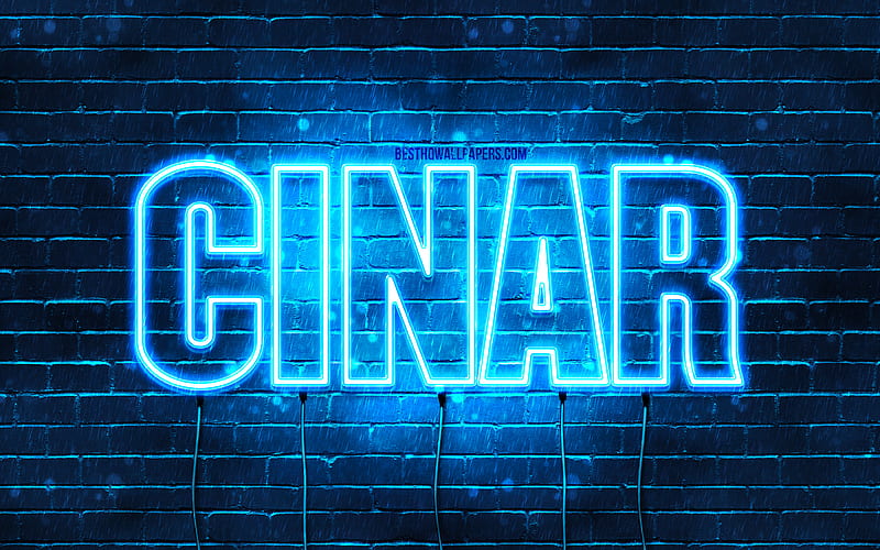Cinar with names, Cinar name, blue neon lights, Happy Birtay Cinar, popular turkish male names, with Cinar name, HD wallpaper