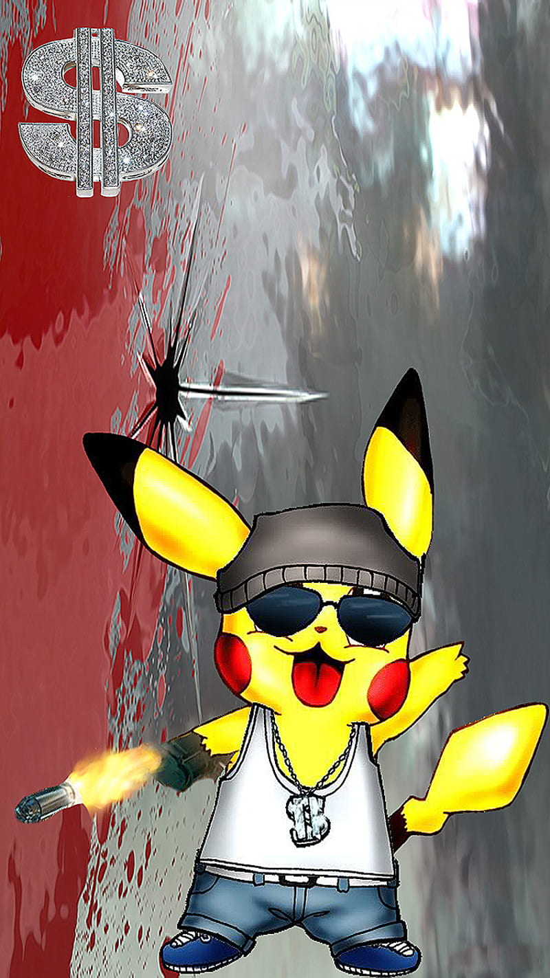 gangster pikachu, pokemon, HD phone wallpaper