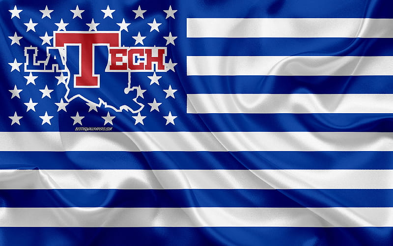 Louisiana Tech Bulldogs, American football team, creative American flag, blue white flag, NCAA, Ruston, Louisiana, USA, Louisiana Tech Bulldogs logo, emblem, silk flag, American football, HD wallpaper