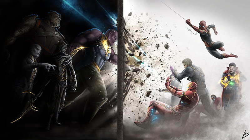 Thanos Team Vs Avengers, thanos, avengers, superheroes, artwork, HD wallpaper