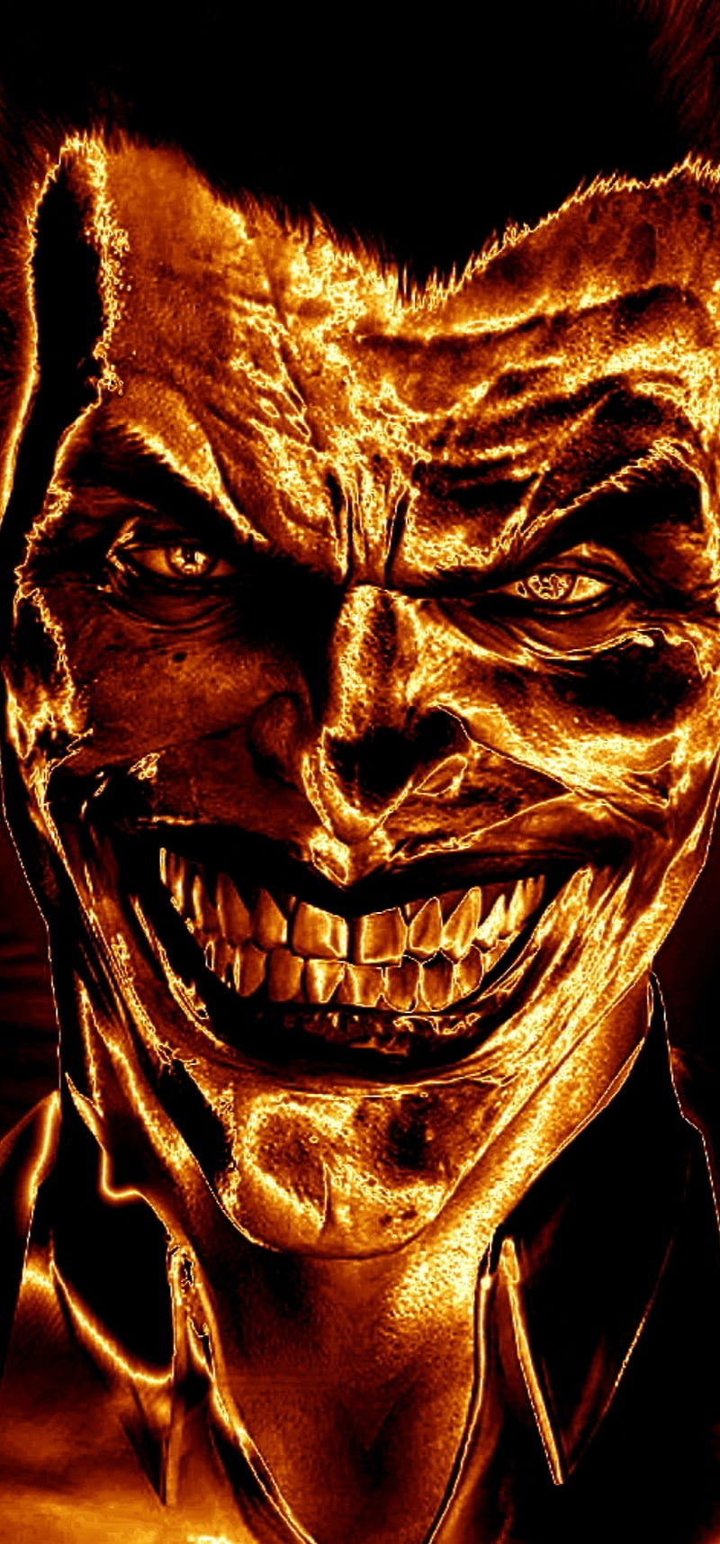 The joker, creepy, eyes, fire, my art, scary, skull, terror, HD phone wallpaper