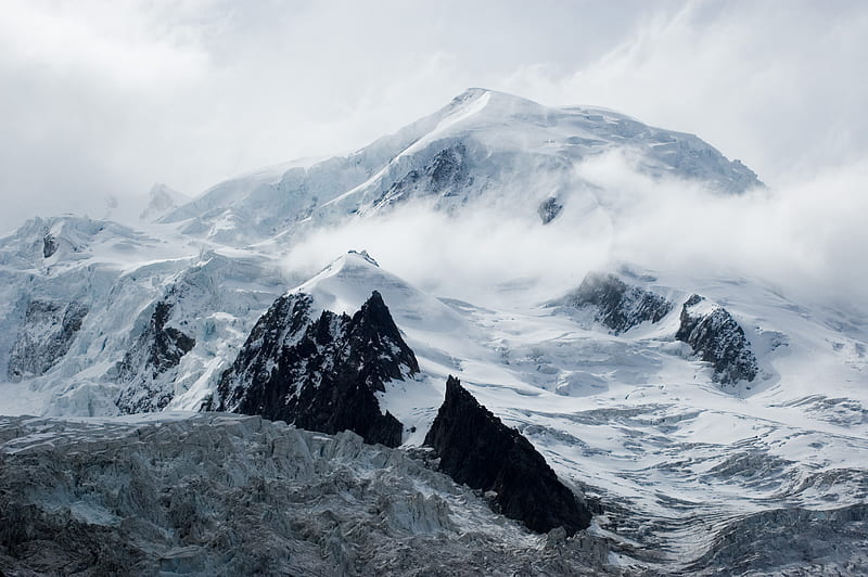 Mont Blanc, mountain, clouds, HD wallpaper