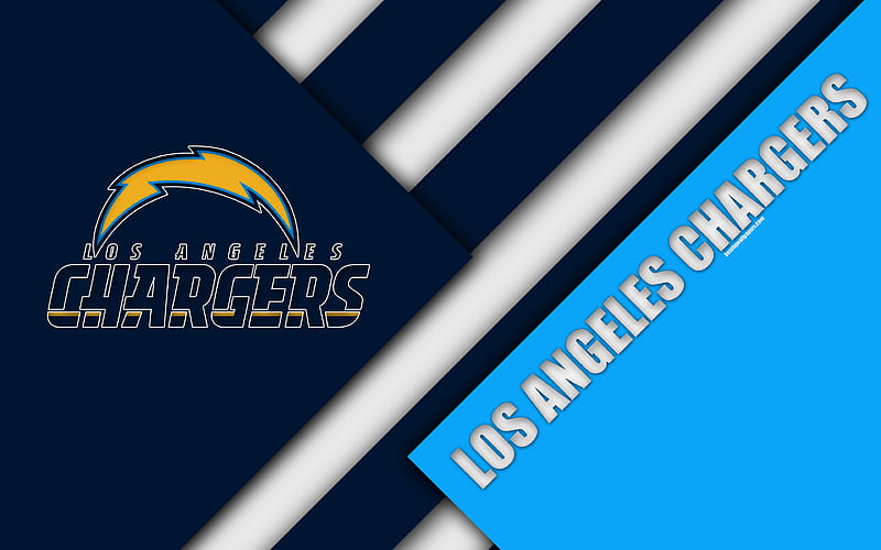 Los Angeles Chargers AFC West, logo, NFL, blue white abstraction, material design, American football, Los Angeles, California, USA, National Football League, HD wallpaper