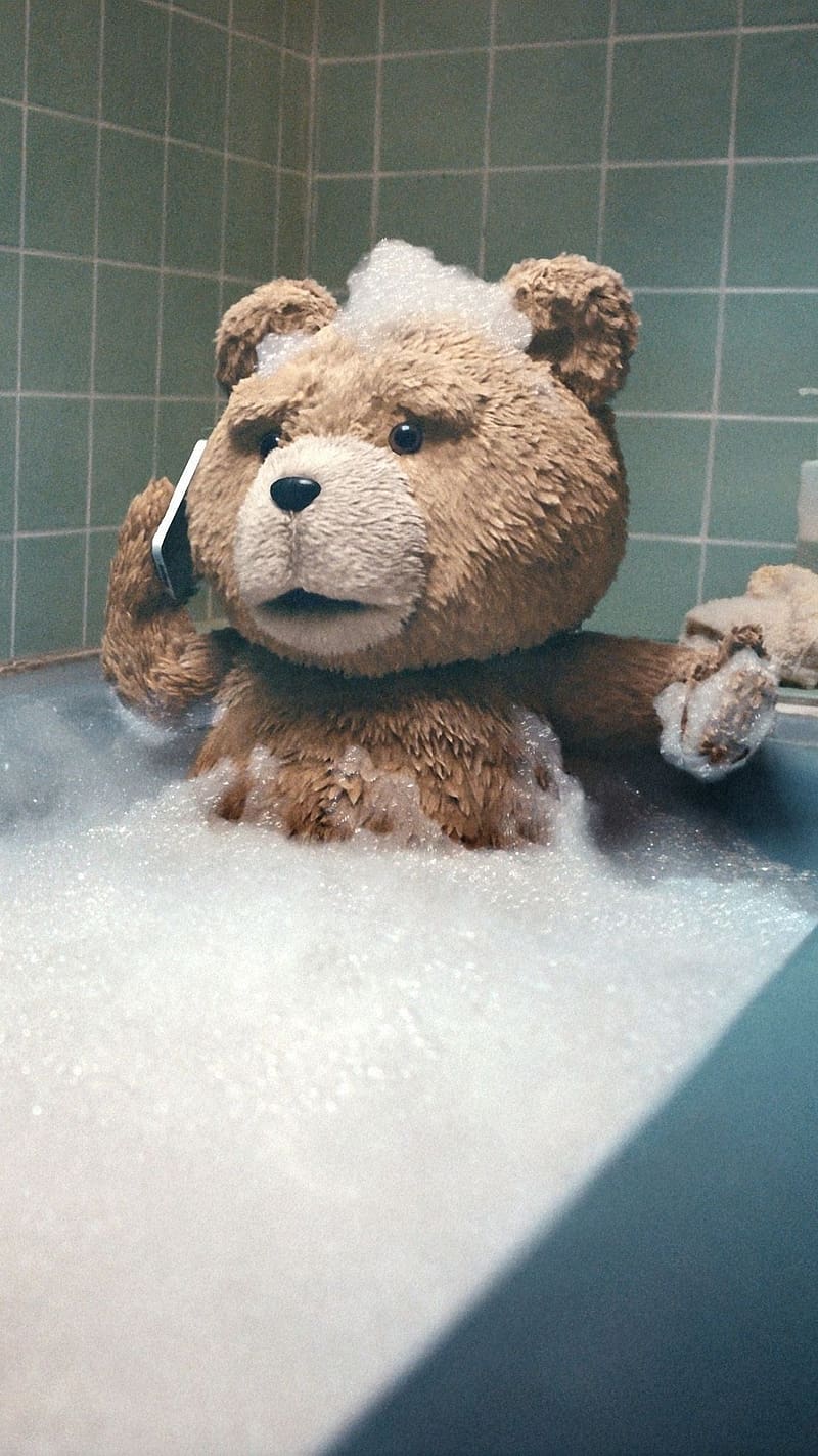 Big Teddy Bear Taking Bath, big teddy bear, bath, toy, ted movie, HD phone wallpaper