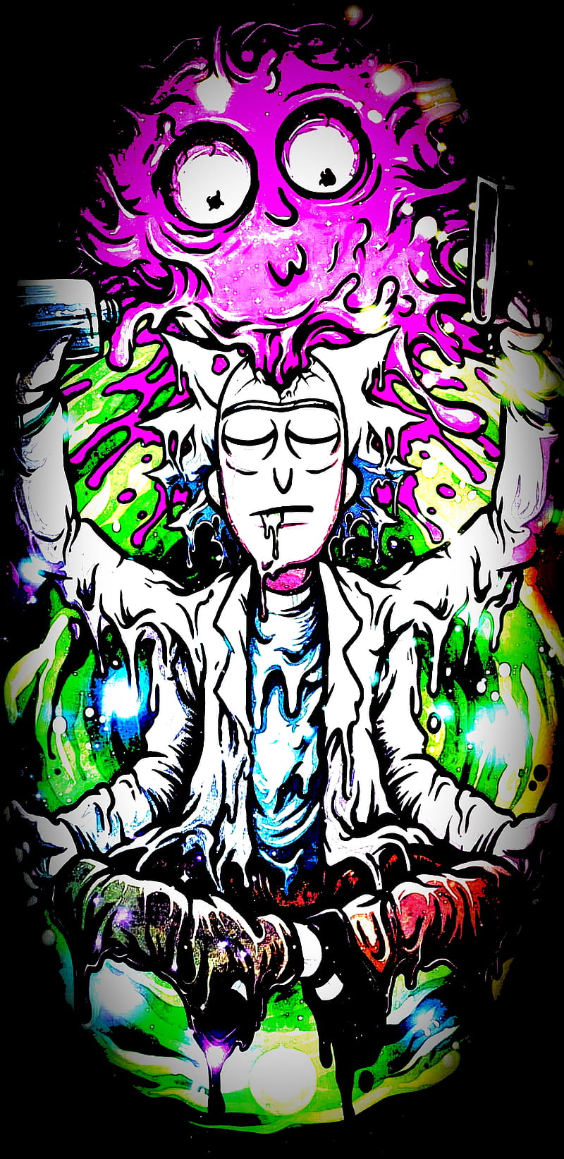 R and M twisted, colorful, custom, rick and morty, shaded, HD phone ...