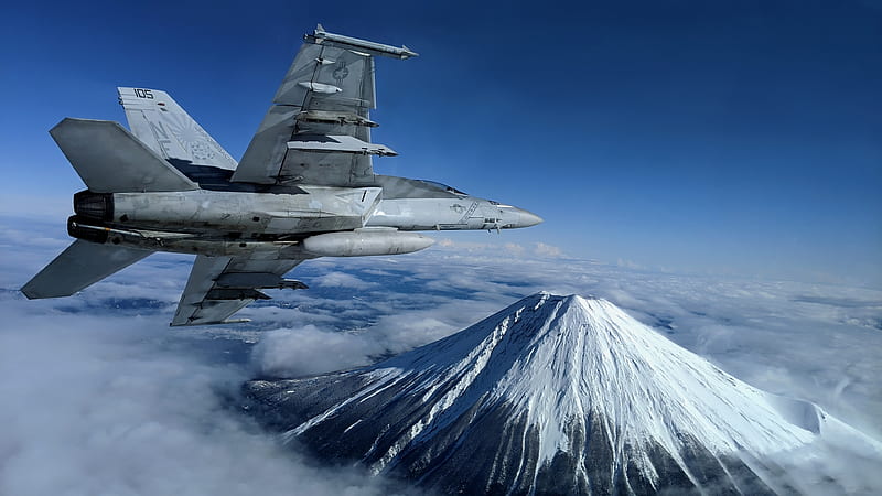 Jet Fighters, Boeing F/A-18E/F Super Hornet, Aircraft, Jet Fighter, Volcano, Warplane, HD wallpaper