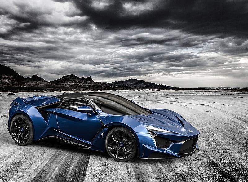W Motors Fenyr, blue, car, carros, grey scale, sport car, super car, w motors, HD wallpaper