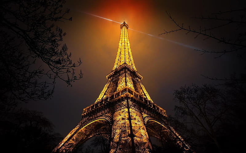 Paris, Eiffel Tower, night, french landmarks, France, Europe, HD wallpaper