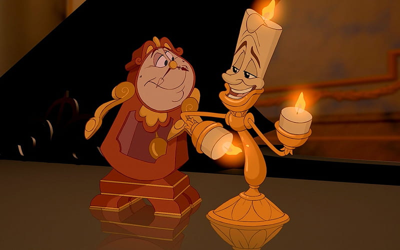 Cogsworth and Lumiere, Beauty and the Beast, Disney, Lumiere, Cartoon, Cogsworth, HD wallpaper