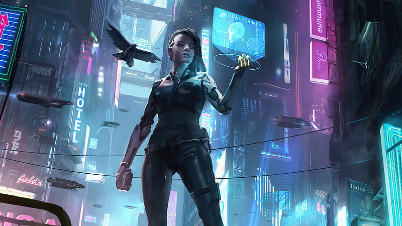 CyberGirl, 2077, cyberpunk, HD wallpaper