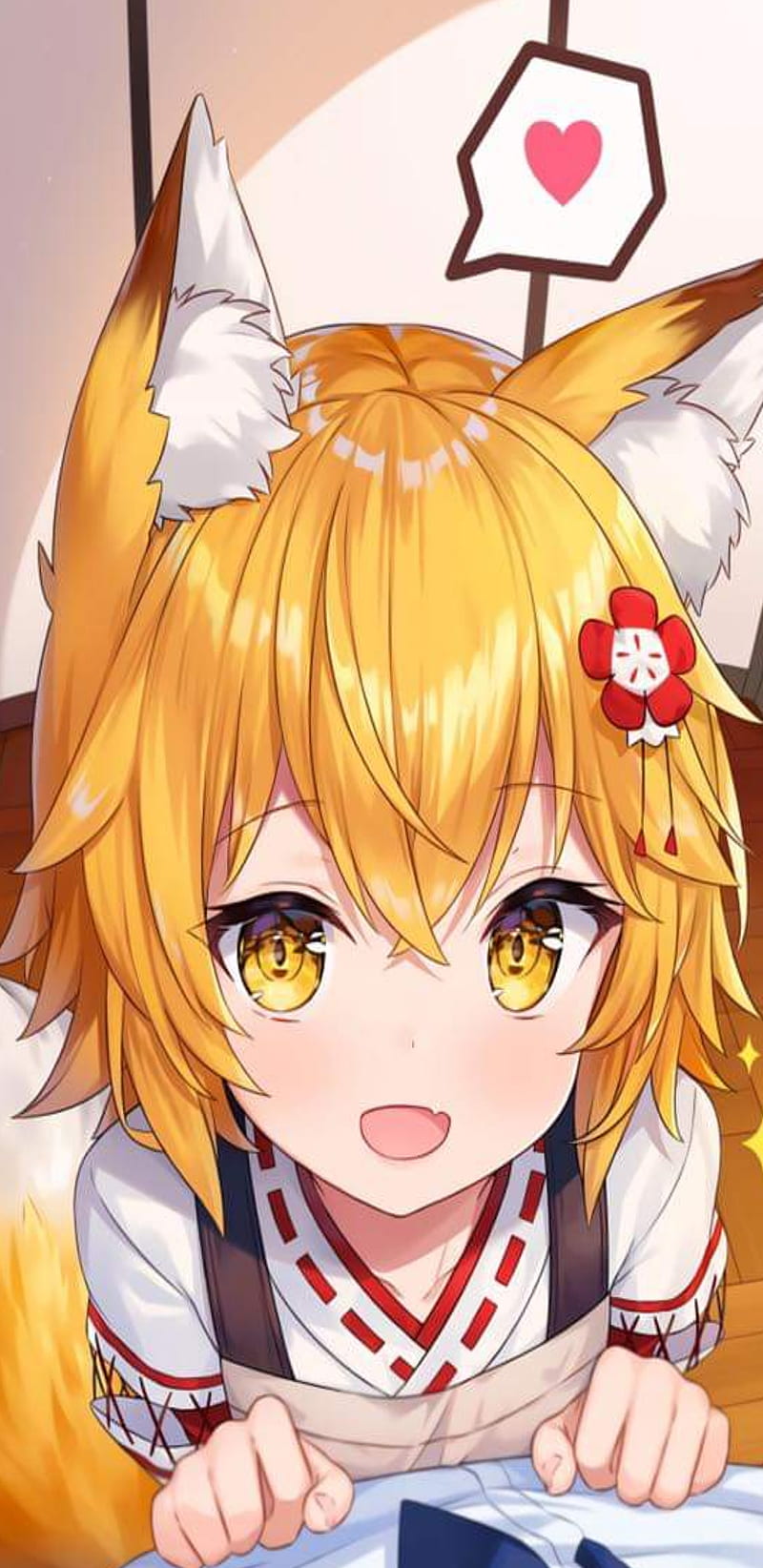 Helpful fox senko, animal, anime, bonito, blonde, cute, ears, girl, manga,  HD phone wallpaper | Peakpx